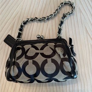 Coach 13623 Parker Black Signature C Optic Canvas Kiss Lock Shoulder Bag